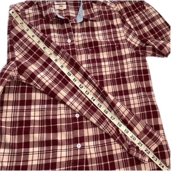 Levis Boyfriend Fit Women’s Flannel S Shirt Maroon Red Plaid Grunge - Picture 9 of 11